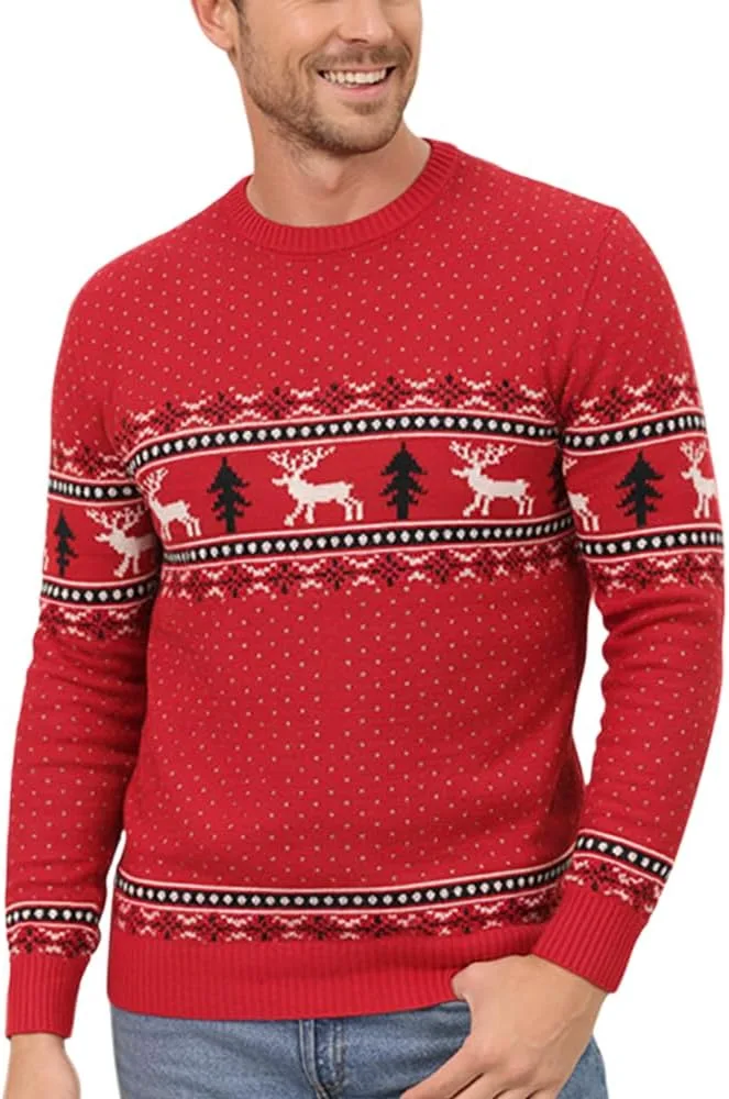 

Рождественский свитер с оленями для мужчин, праздничный с длинными рукавами Grewear