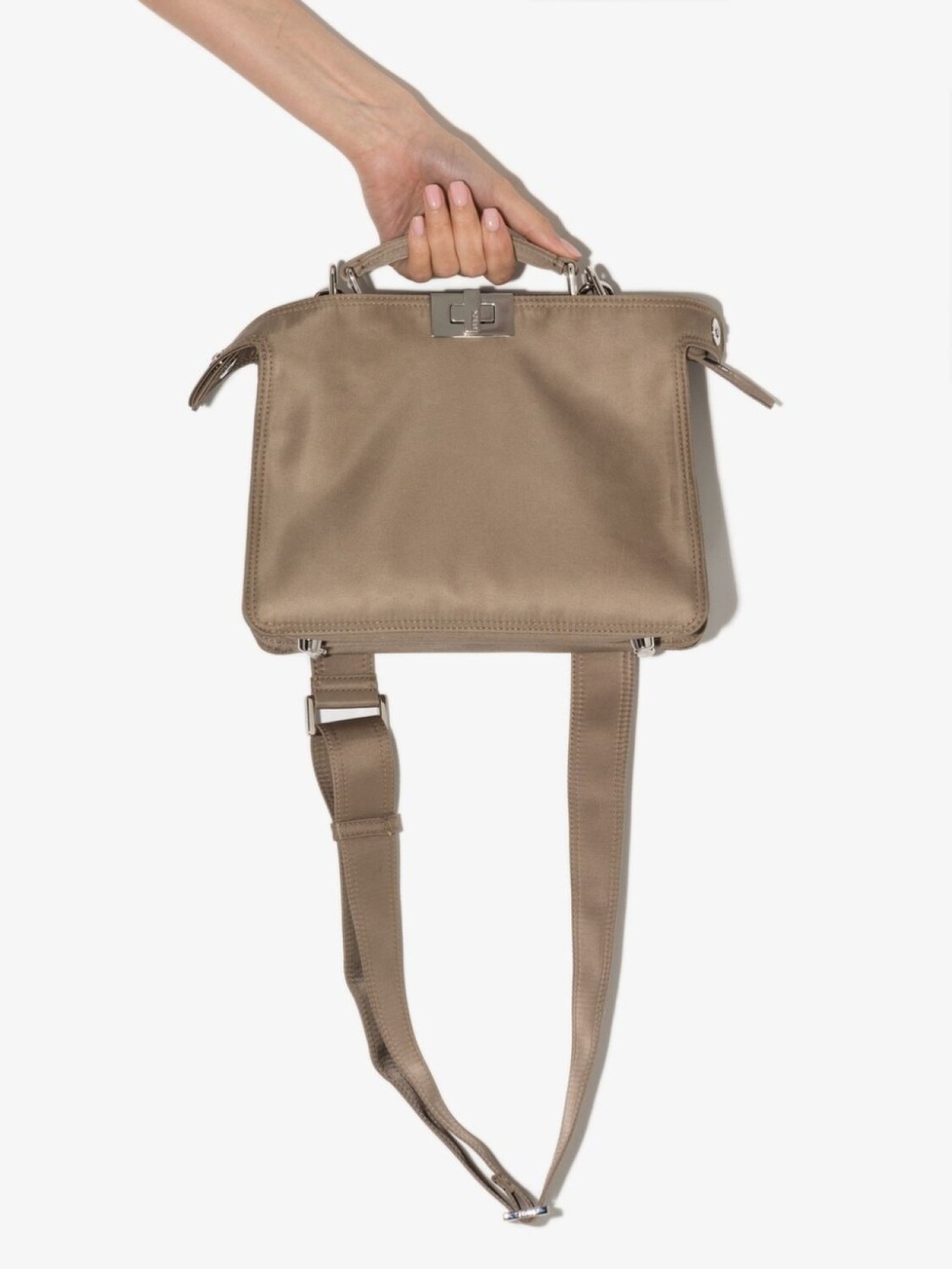 FENDI сумка-мессенджер Peekaboo, нейтральный цвет — фото 4