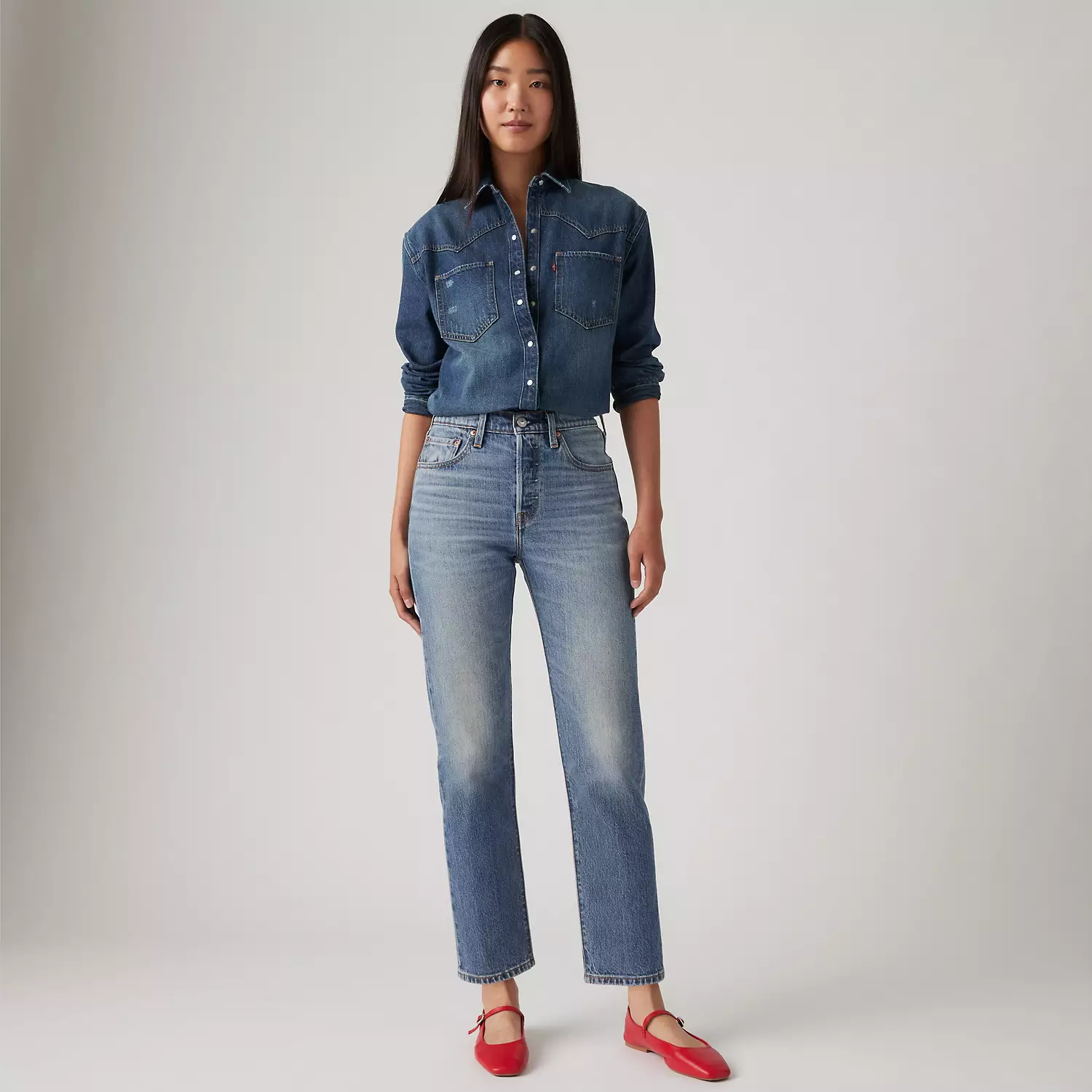 

501 Оригинальные укороченные женские джинсы Levi's, цвет Scanned Answers - Medium Wash
