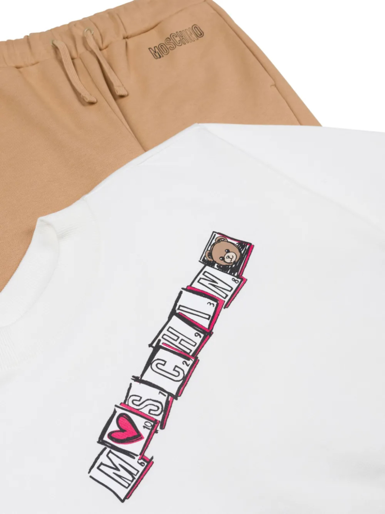 Moschino Kids комплект из толстовки и брюк широкого кроя с графичным принтом — фото 3