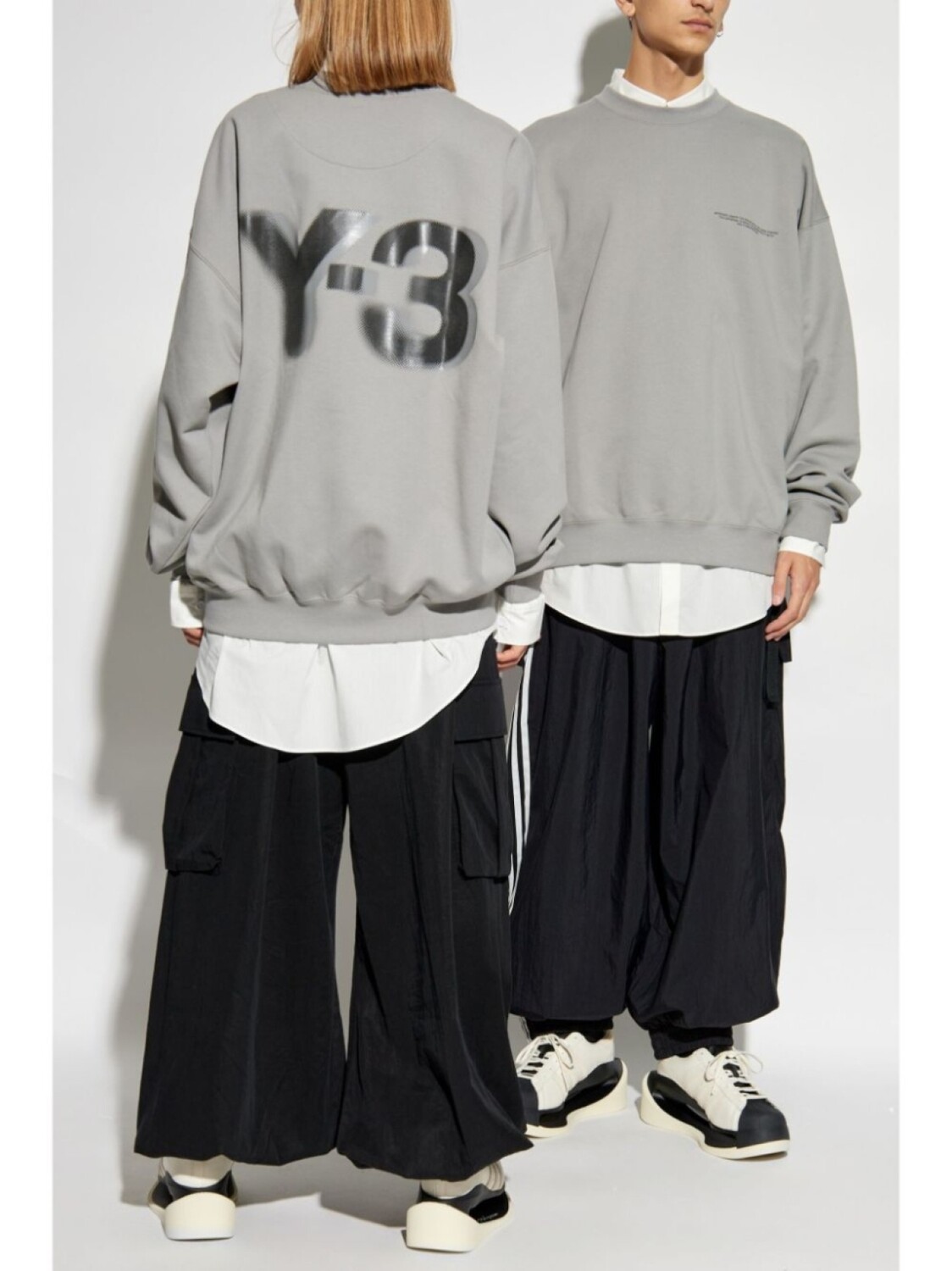 Y-3 толстовка с круглым вырезом и логотипом, серый — фото 3