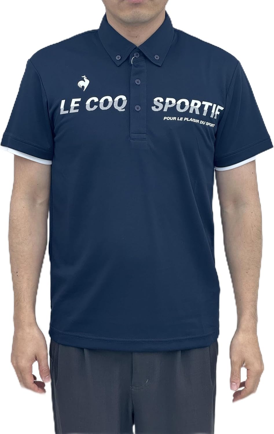 

Мужская поло-рубашка с коротким рукавом Le Coq Sportif - влагоотводящая, быстросохнущая, эластичная тренировочная рубашка, темно-синий