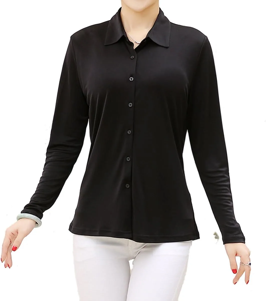 

Paradise Silk Pure Silk Knit женский свитер с отложным воротником на пуговицах