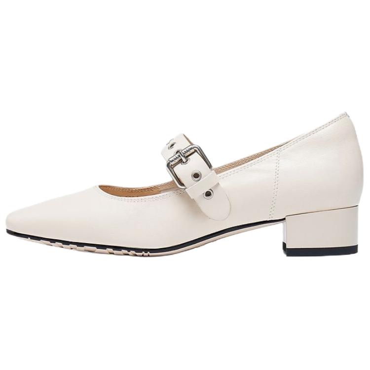 Туфли Мэри Джейн на толстом каблуке 3 см, женские Staccato, Beige