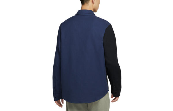 Рубашка sb skateboard flannel skateboard splicing long sleeves shirt navy blue Nike, синий — фото 2