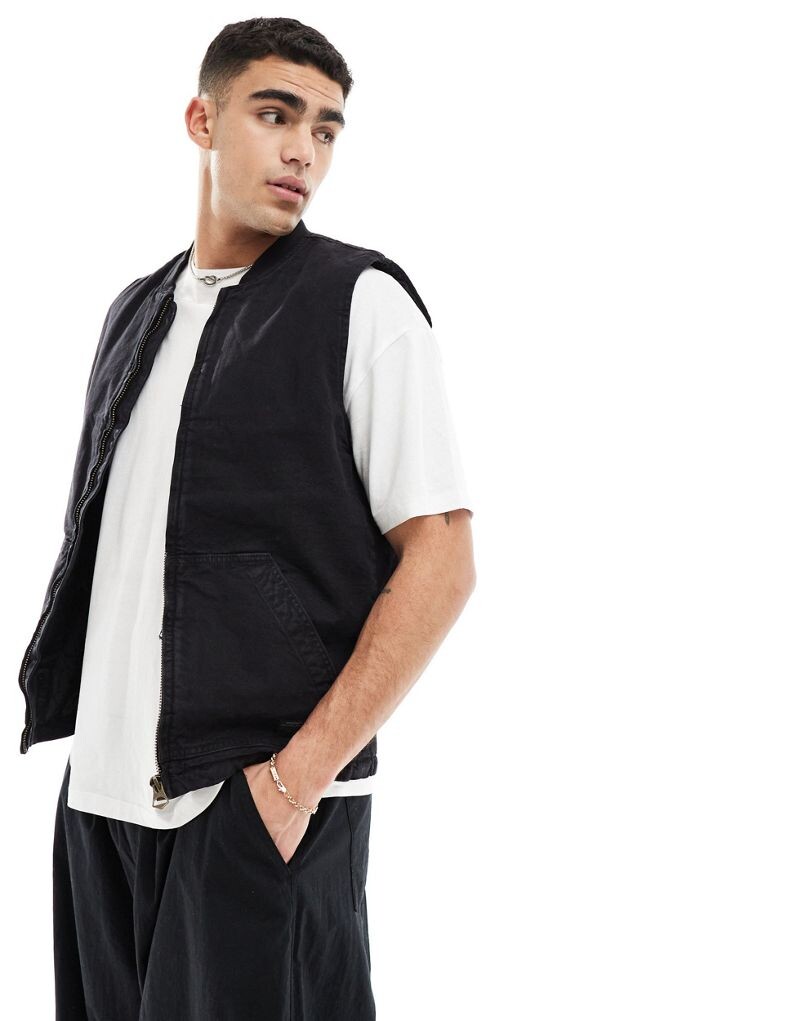 

Jack & Jones — Рабочий жилет из потертого черного денима