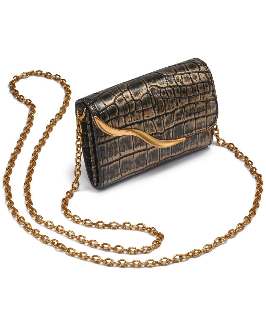 

Женский кошелек Malverne из металлизированной крокодиловой нити Donna Karan New York, Black/gold