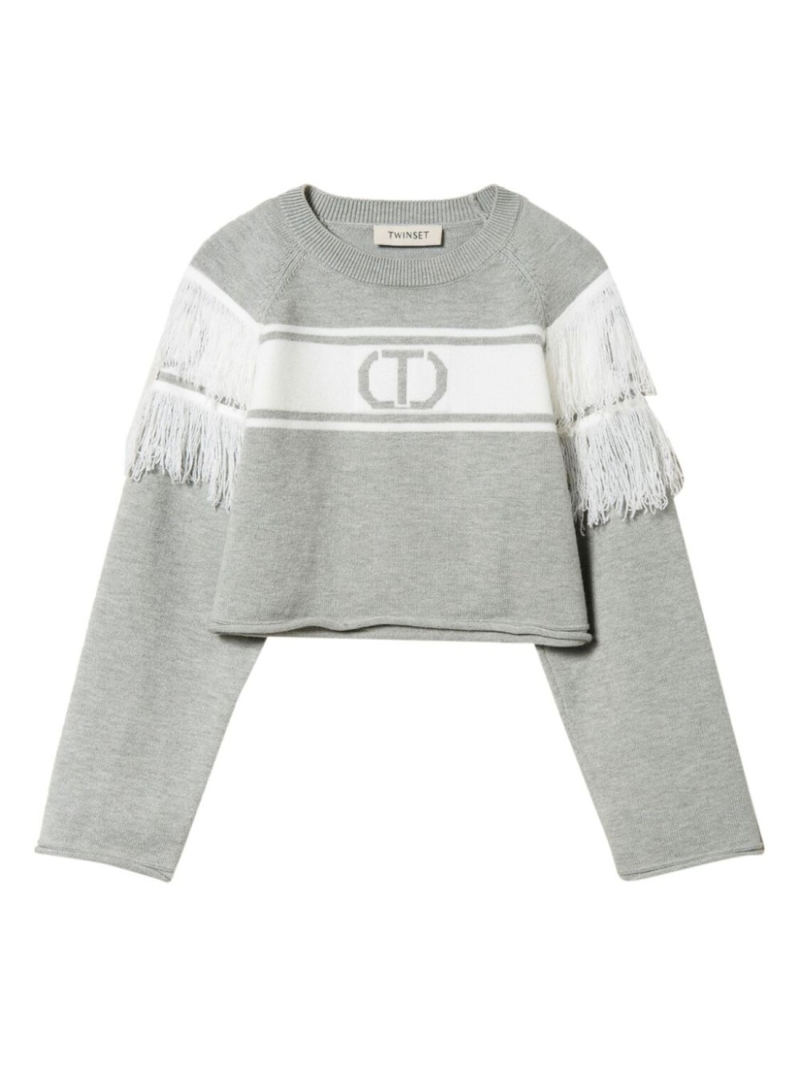 

TWINSET Kids джемпер с бахромой, серый