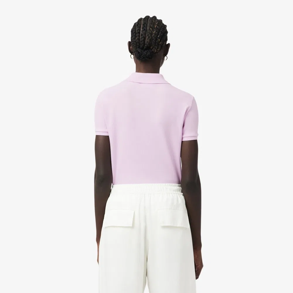 Футболка-поло Lacoste Slim Fit Mini Pique, розовая — фото 3