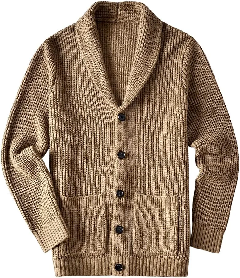 

Мужской кардиган с воротником шаль и карманами ZHILI