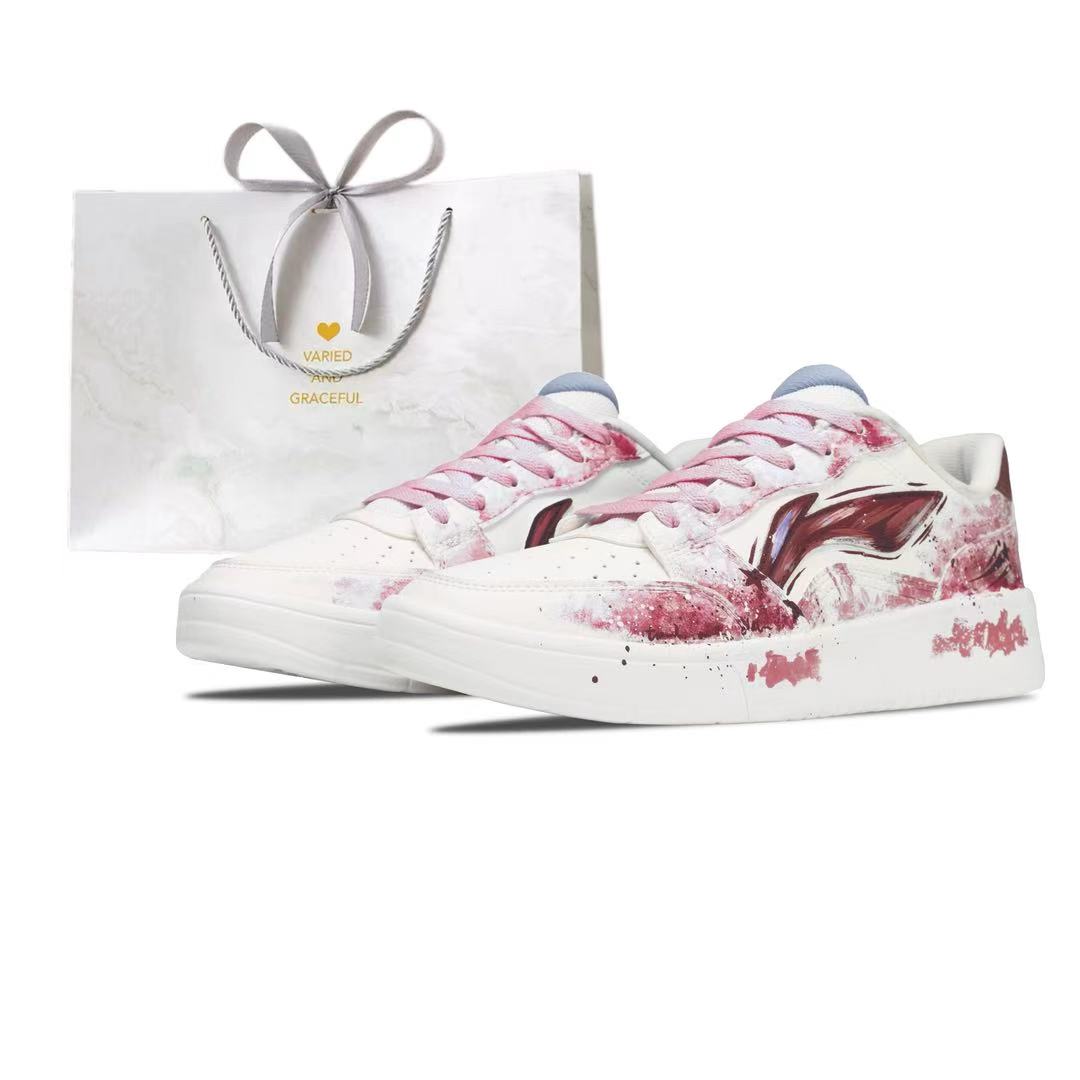 

Li-Ning Sycee Slip Resistant Cushioning Abrasion Resistant низкие скейтерские кроссовки мужские белые красные