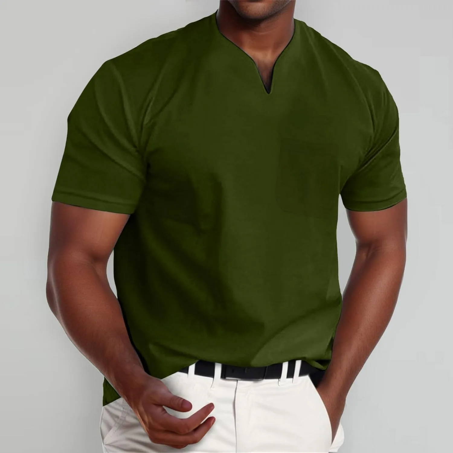 Мужская майка V-neck slim fit для тренировок — фото 2
