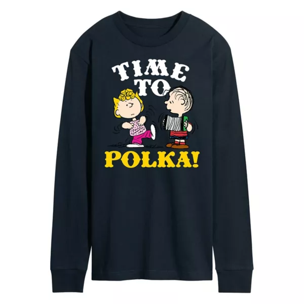 

Мужская футболка в горошек с длинными рукавами и принтом «Peanuts Octoberfest» от Linus and Lucy Licensed Character, синий