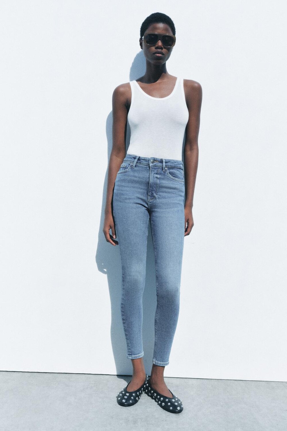 

Узкие джинсы с высокой талией ZARA, синий