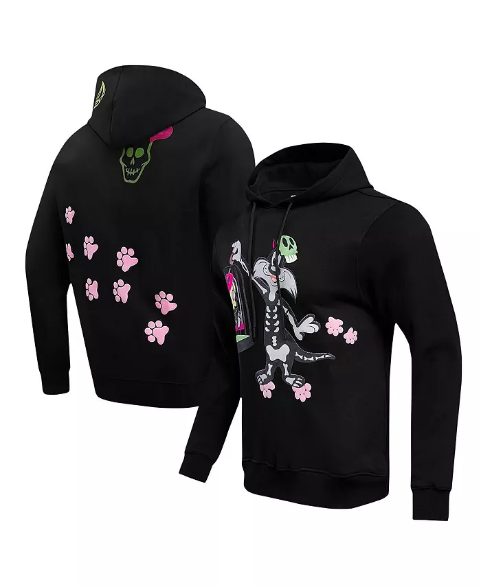 

Мужская и женская черная толстовка с капюшоном Looney Tunes Sylvester & Tweety Skeleton Freeze Max