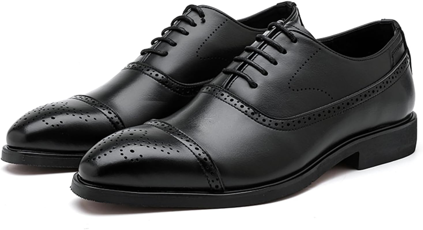 

Мужские кожаные туфли-оксфорды на шнурках, модный острый носок, плоская удобная подошва, противоскользящие, дышащие, легкие, ретро-стиль, повседневные туфли для ходьбы, вечеринок, вождения и работы в офисе Qklmwes, коричневый