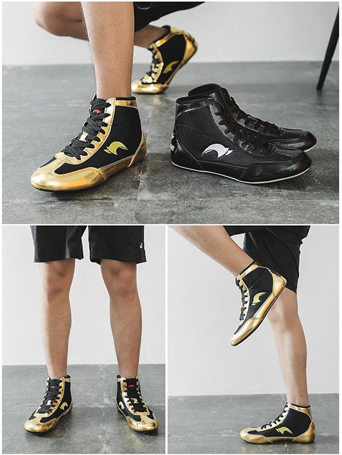 Kids Wrestling Shoes Boys Girls Boxing Shoes High Top Wrestling Training Shoes Boots Competition Fitness Sneakers Generic, T-Gold — фото 3