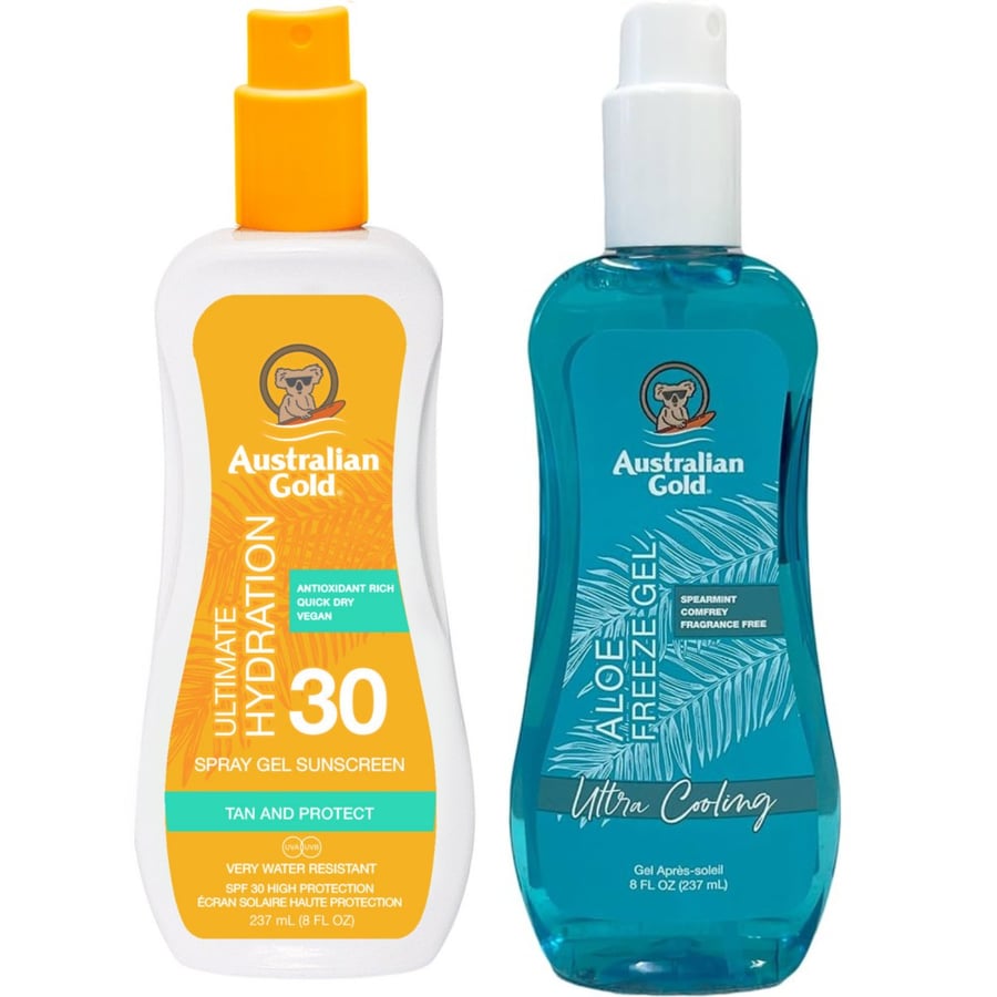 

Бесцветный спрей-гель Australian Gold с SPF30 + гель Aloe Freeze