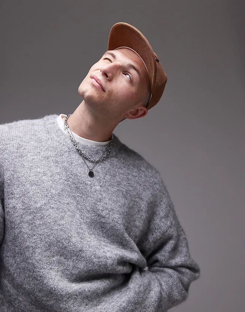 

Джемпер свободного кроя серого меланжевого цвета Topman