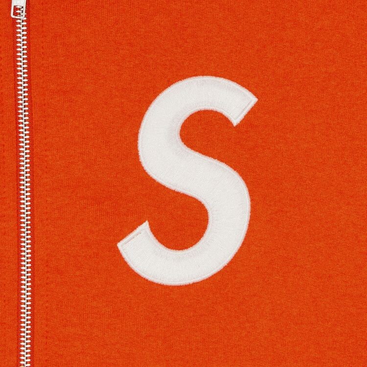 Толстовка Supreme S Logo Zip Up Hooded Sweatshirt Bright Orange, оранжевый — фото 2