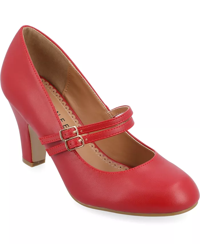 Женские туфли Mary Jane с двойной ремешковой застежкой Windy Journee Collection, красный