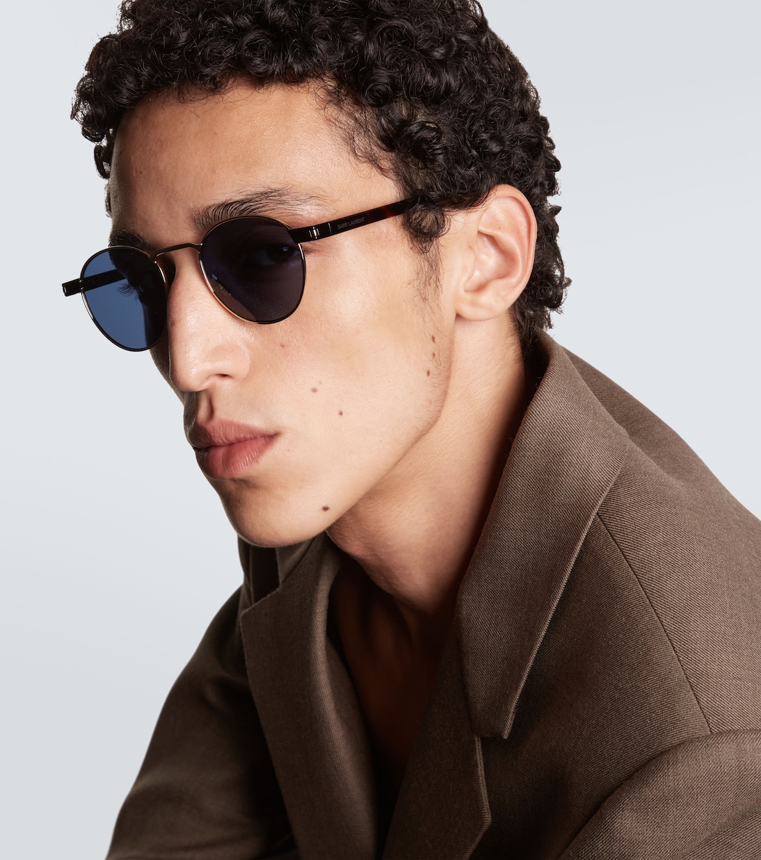 Авиаторские солнцезащитные очки Hyper Rimlock Saint Laurent, Gold-Havana-Blue — фото 2