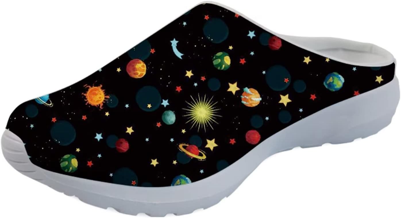 

Forchrinse Южно-западные сандалии с арочной поддержкой для мужчин и женщин Navajo Aztec, тапочки-мюли для сада, прогулочные кроссовки для носки в помещении и на улице, Colorful Planet