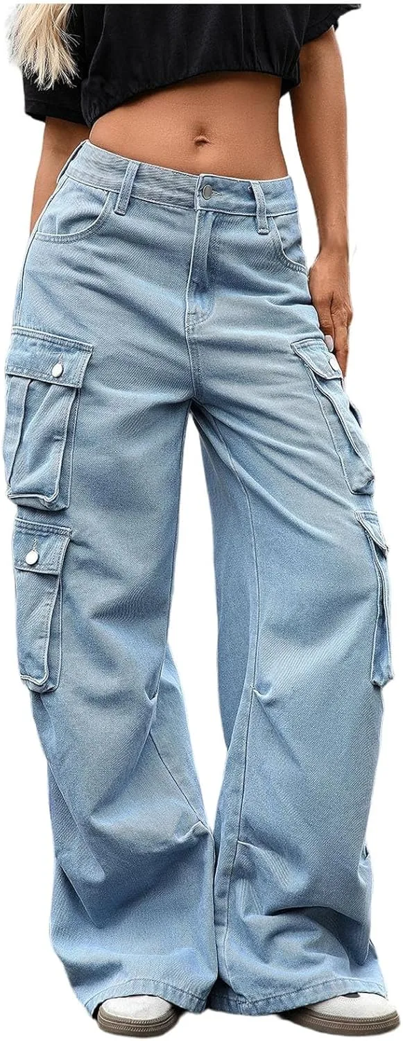 

Женские джинсы с высокой талией и широкими штанинами