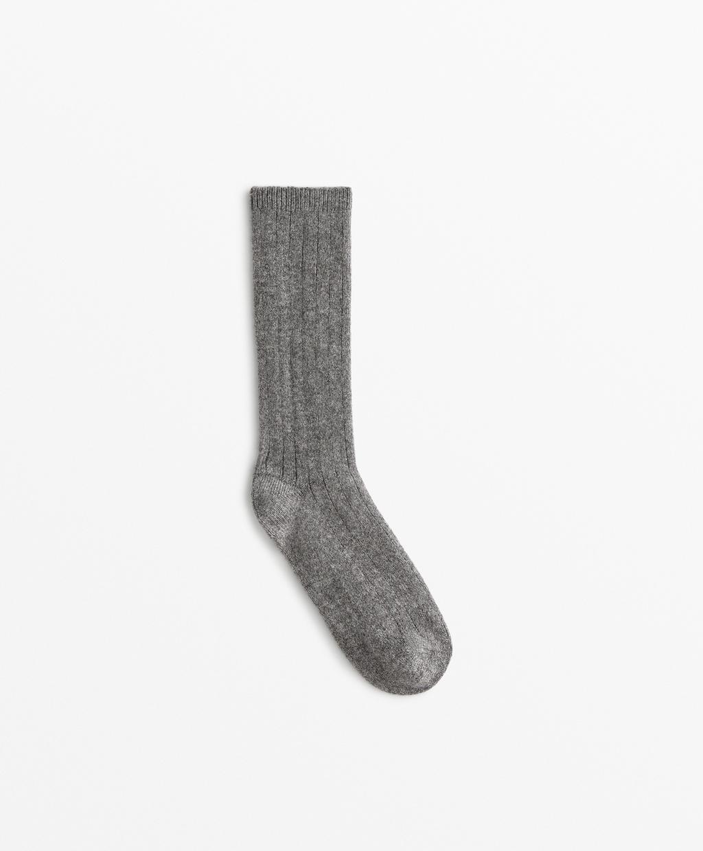 

Классические носки из 83% кашемира Oysho, цвет Dark-Grey Melange