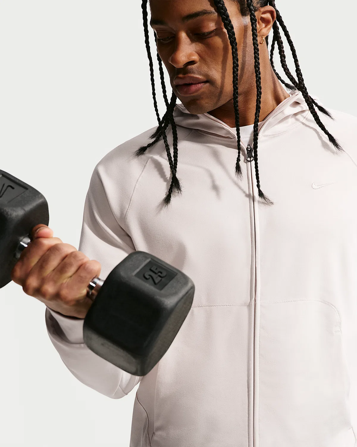 Мужская спортивная куртка Nike Primary NanoKnit Dri-FIT с защитой от ультрафиолета, Light Orewood Brown/Sail/Heather/Light Orewood Brown — фото 3