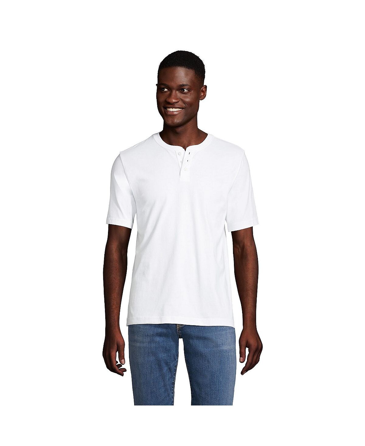 

Мужская футболка Henley Super-T с короткими рукавами Lands' End