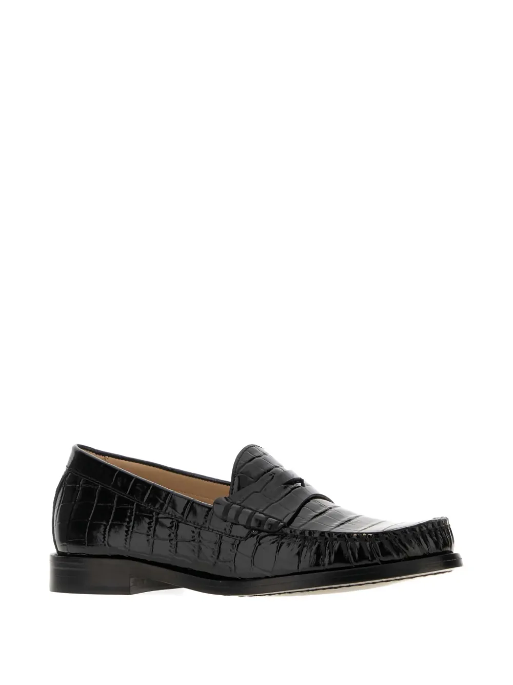 Лоферы Lottie из кожи с тиснением под крокодила Stuart Weitzman, черный — фото 2