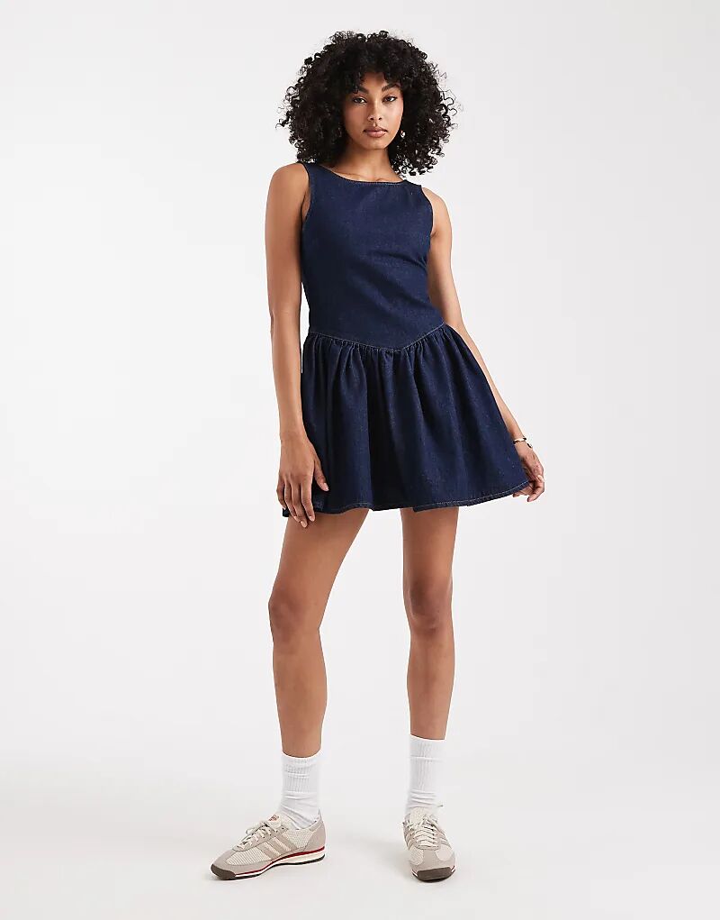 

Джинсовое мини-платье Miss Selfridge с заниженной талией синего цвета