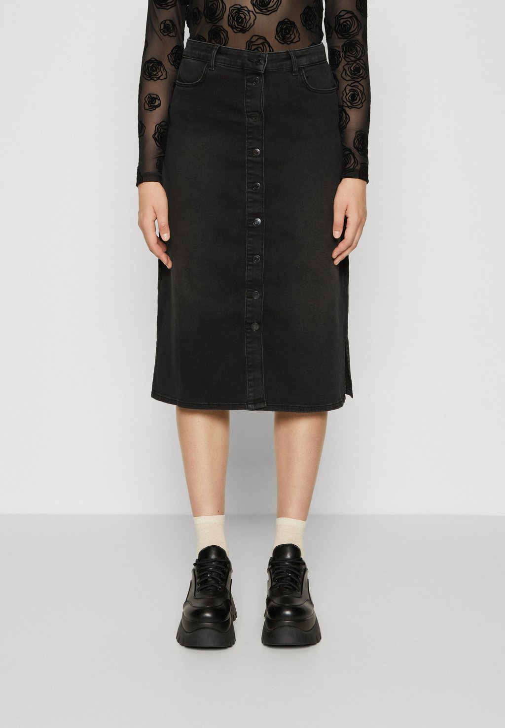 

Топ Vaquera Vero Moda VMNELLY CALF SKIRT, цвет black denim