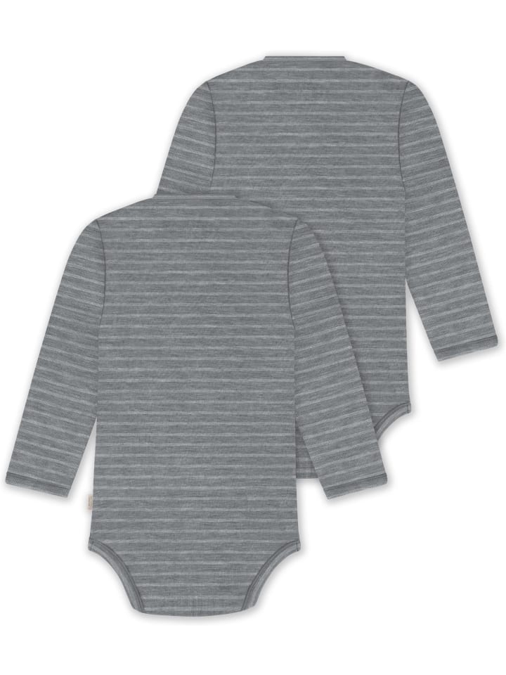 Normani Outdoor Sports Комплект из двух простых боди-халатов из мериносовой шерсти в серую полоску — фото 2