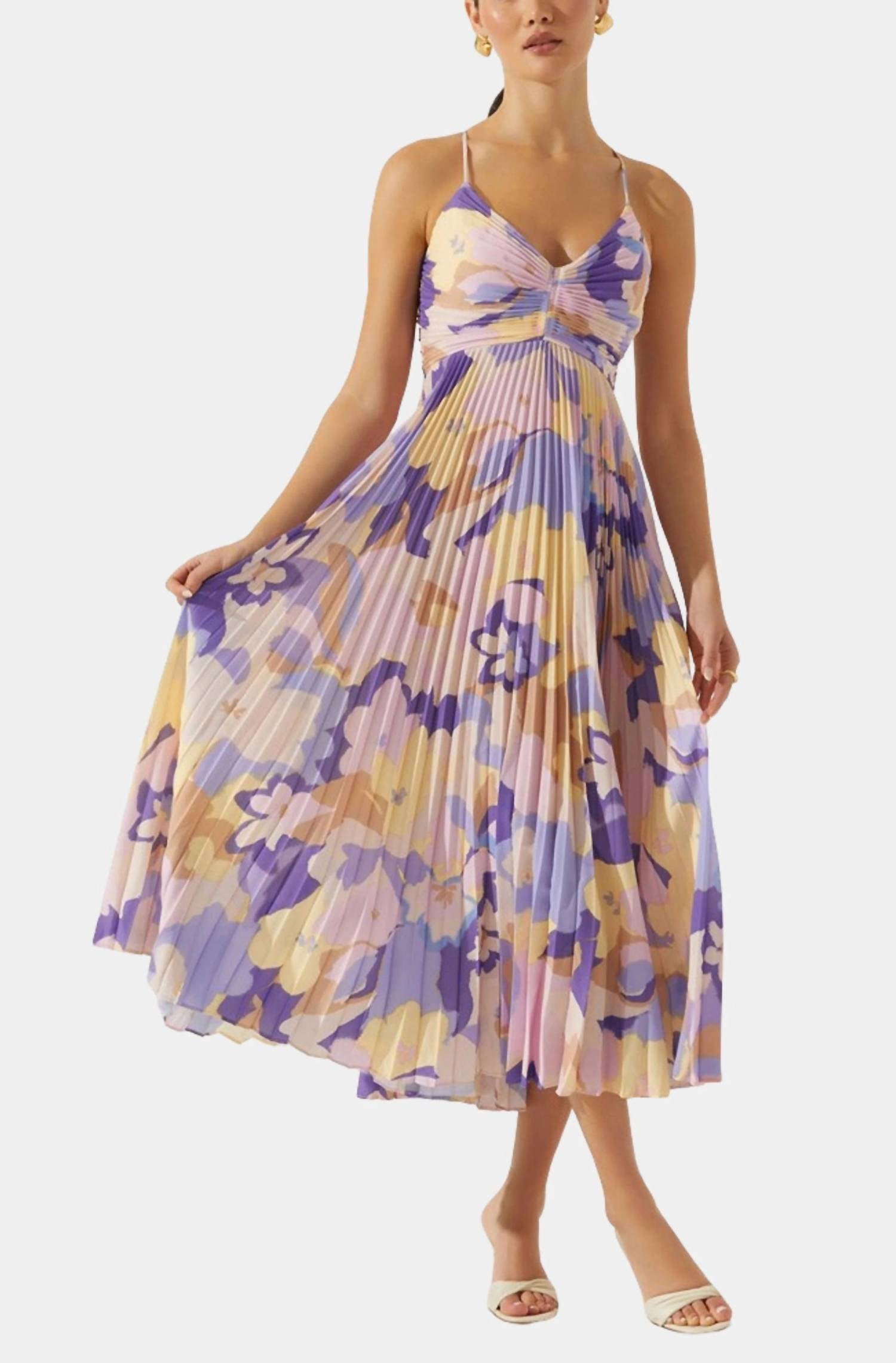 

Blythe Dress In Floral Print Purple Multi ASTR