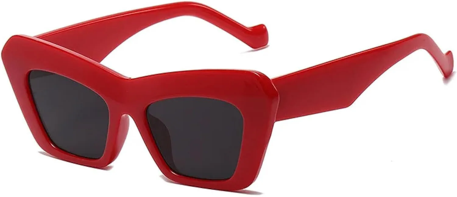 

Женские солнцезащитные очки в ретро-оправе «кошачий глаз» с эффектом «желе», модные, большого размера, с защитой от УФ-излучения UV400 HHZZYVY, Red Grey