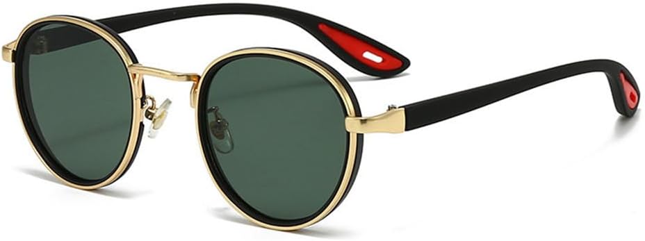 

Модные круглые солнцезащитные очки для женщин и мужчин, сверхлегкая металлическая оправа TR, защита от ультрафиолета при вождении на открытом воздухе KTUCN, Gold Green