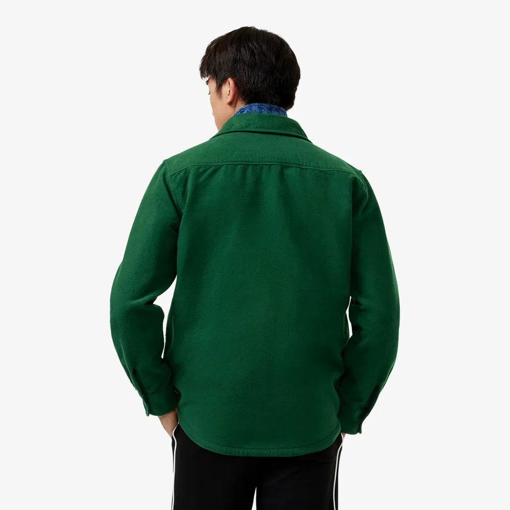 Мужская двусторонняя фланелевая рубашка, зелёная, от Lacoste — фото 3