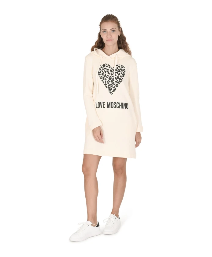 

Платье-Худи с леопардовым сердечком кремово- Love Moschino, бежевый