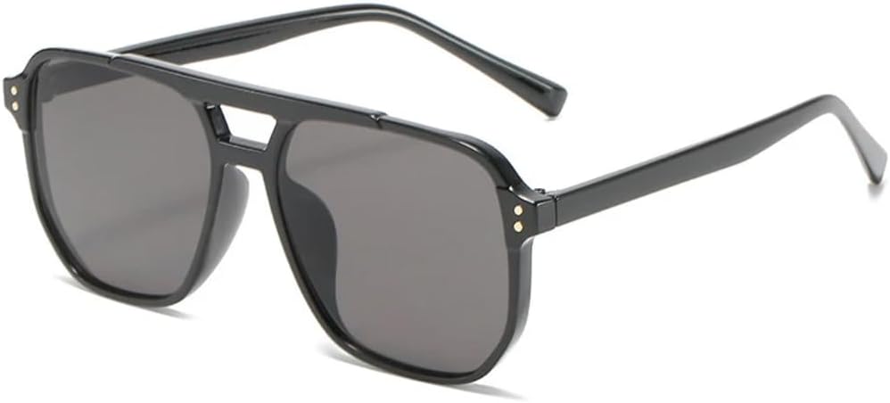 

Солнцезащитные очки для мужчин и женщин - защита UV400 - двойные перемычки, сине-оранжевые градиентные линзы, для занятий спортом на открытом воздухе и вождения DSVIGF, Black Gray