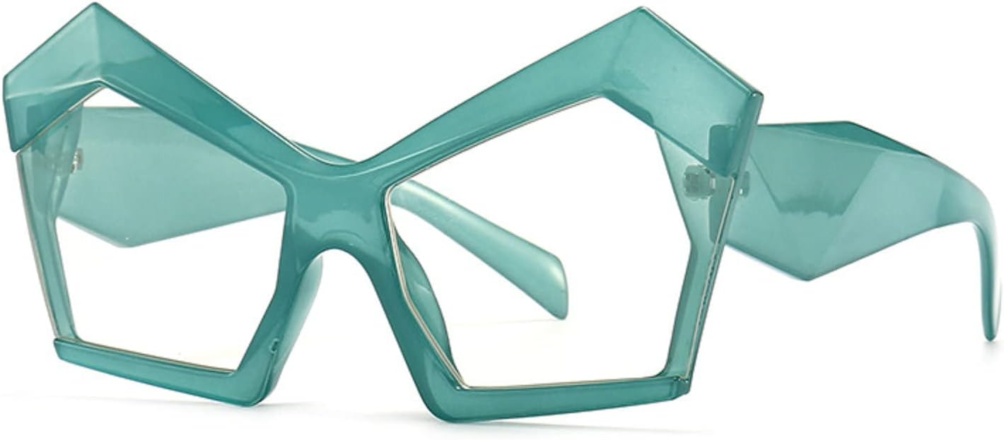 

Винтажные женские солнцезащитные очки «кошачий глаз» с защитой от УФ-излучения, прозрачными линзами, стильный ретро-дизайн, увеличенный многоугольный дизайн mincl, Green