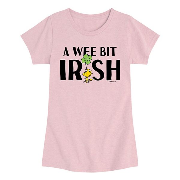 

Футболка с принтом Peanuts Woodstock A Wee Bit Irish для девочек 7-16 Licensed Character, Heather Pink