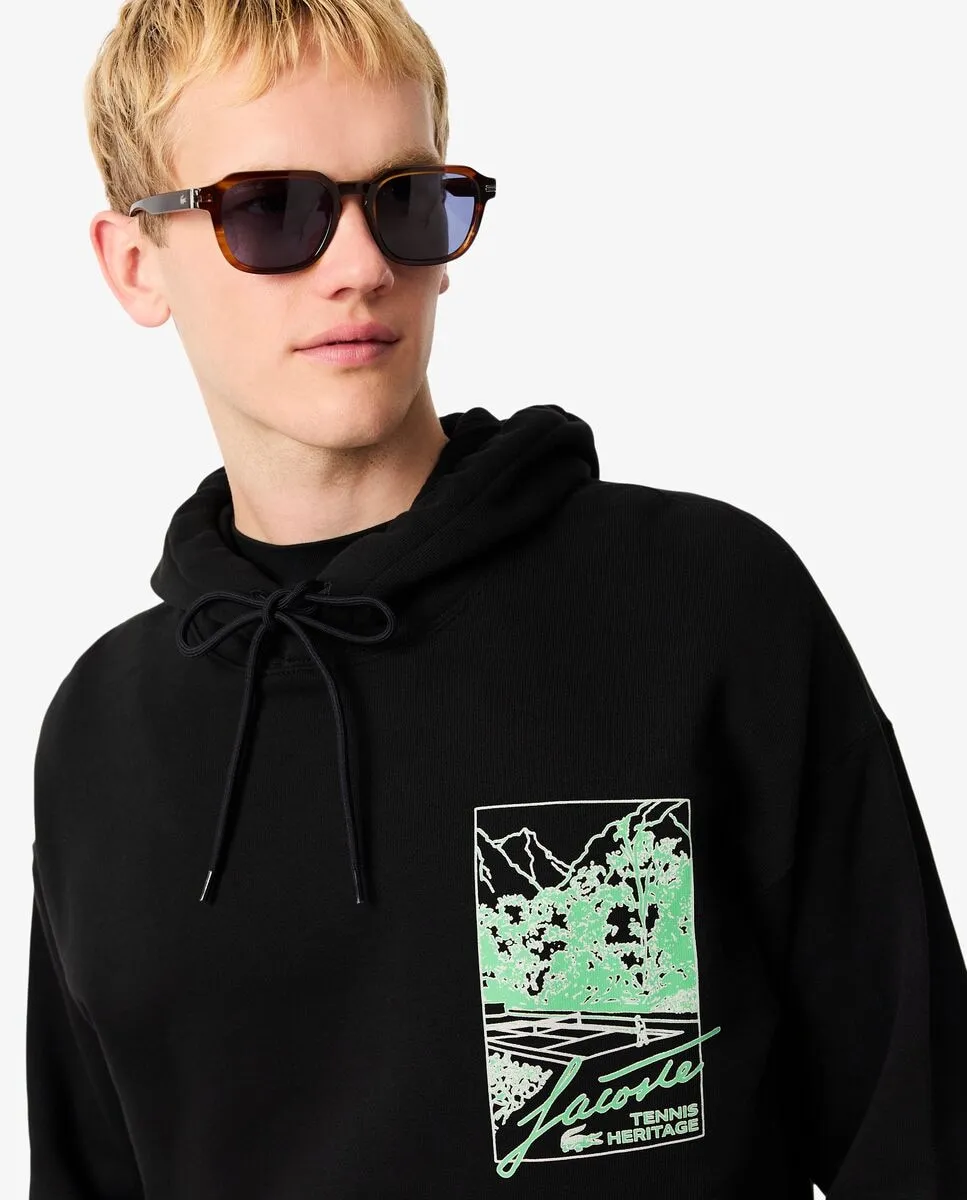 Мужская толстовка с капюшоном из флиса с розовым принтом Lacoste — фото 3