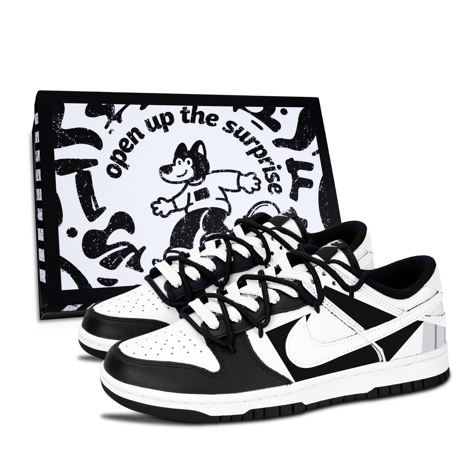 

Nike Dunk Black White, простые и легкие износостойкие низкие скейтбордные кроссовки унисекс черного цвета