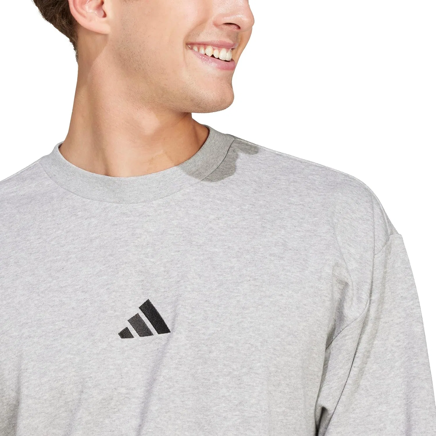 Мужская толстовка adidas Essentials Feelcozy French Terry, Medium Grey Heather/Black — фото 3