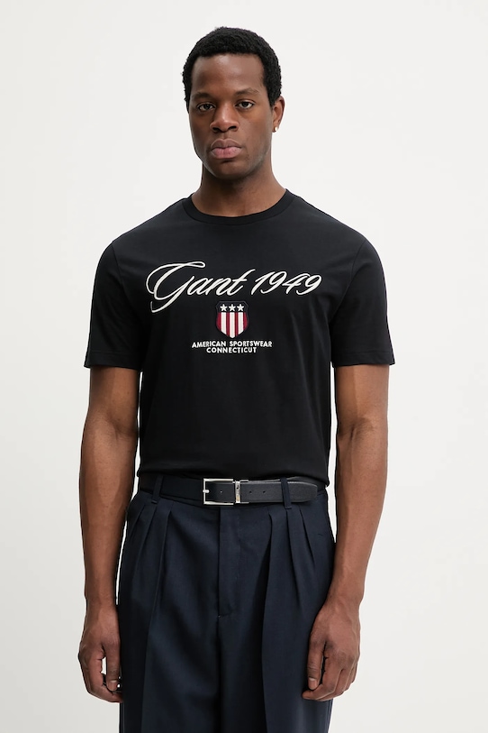 

Хлопковая футболка Gant, черный