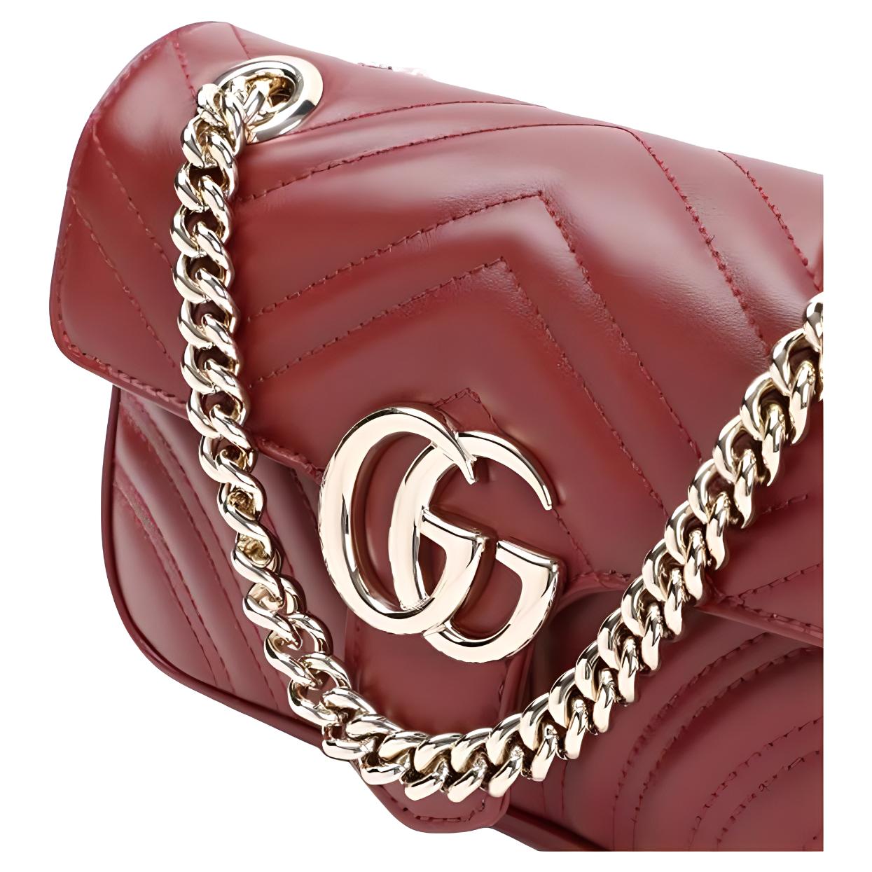 Женская сумка Gucci GG Marmont через плечо, бордовая — фото 3