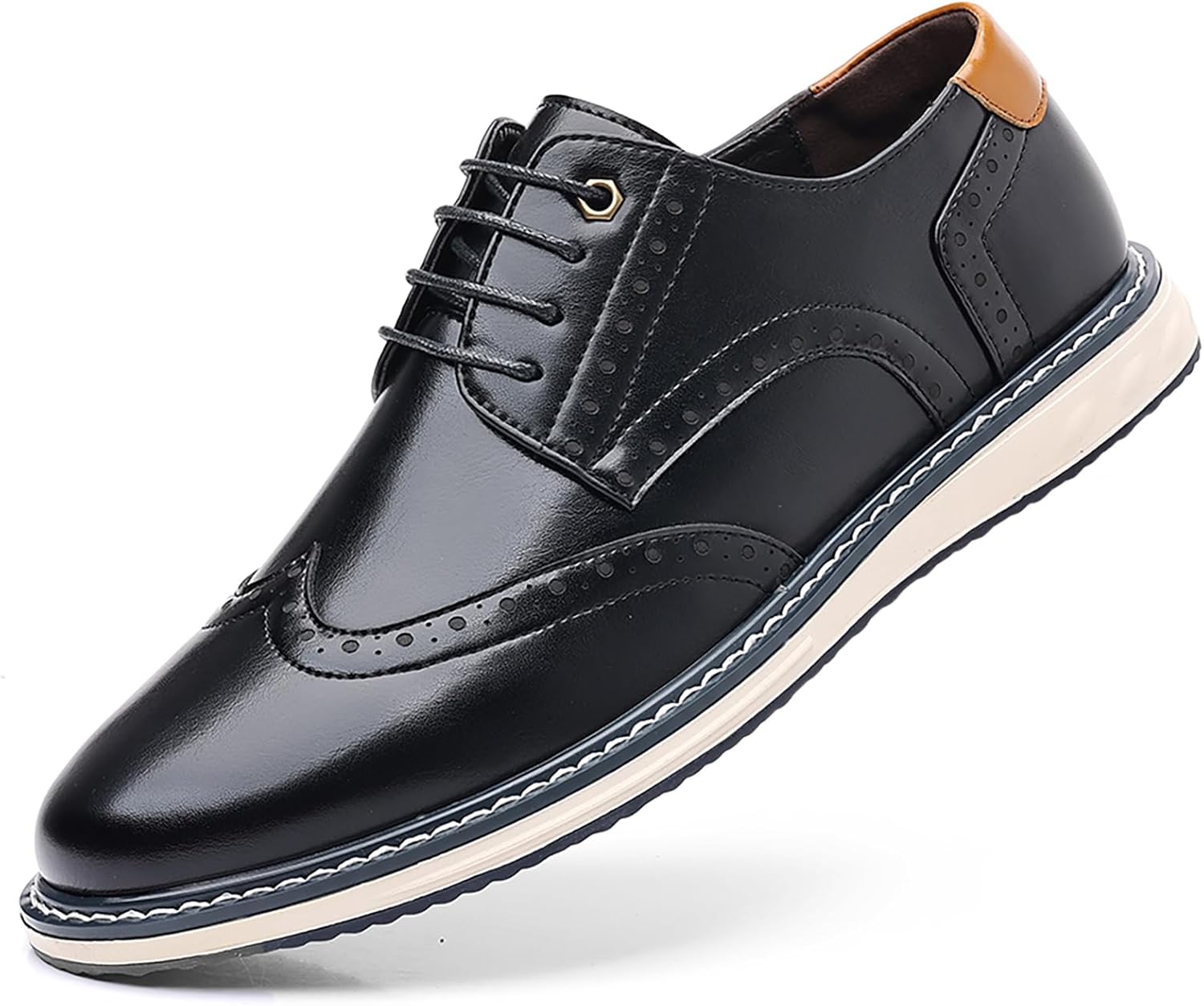 

Мужские классические оксфорды с крыльями, шнуровкой, ретро-округлый носок, броги, удобные дерби, деловая и формальная обувь для офиса, свадьбы и повседневной носки Qeosnbx, черный