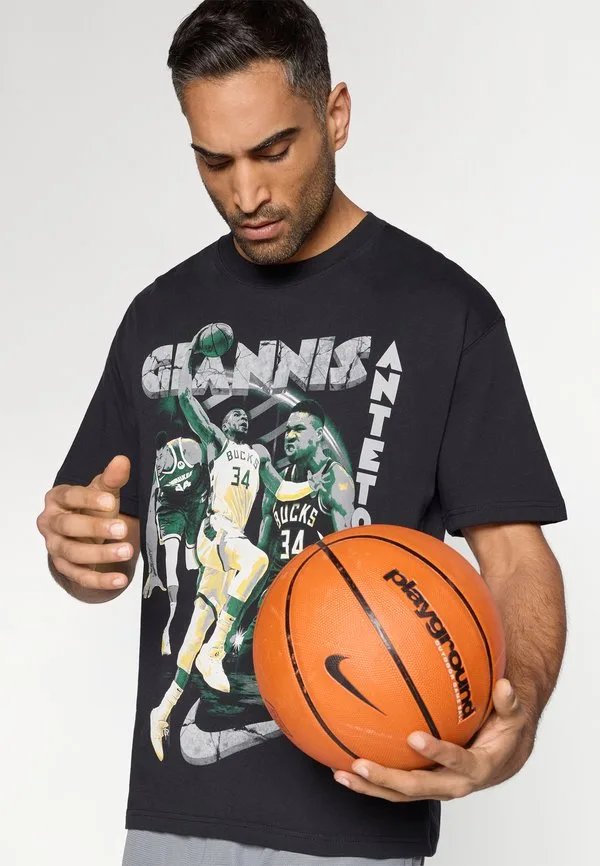 Футболка milwaukee bucks с изображением янниса антетокунмпо и клубной одежды Nike Performance, Black — фото 4